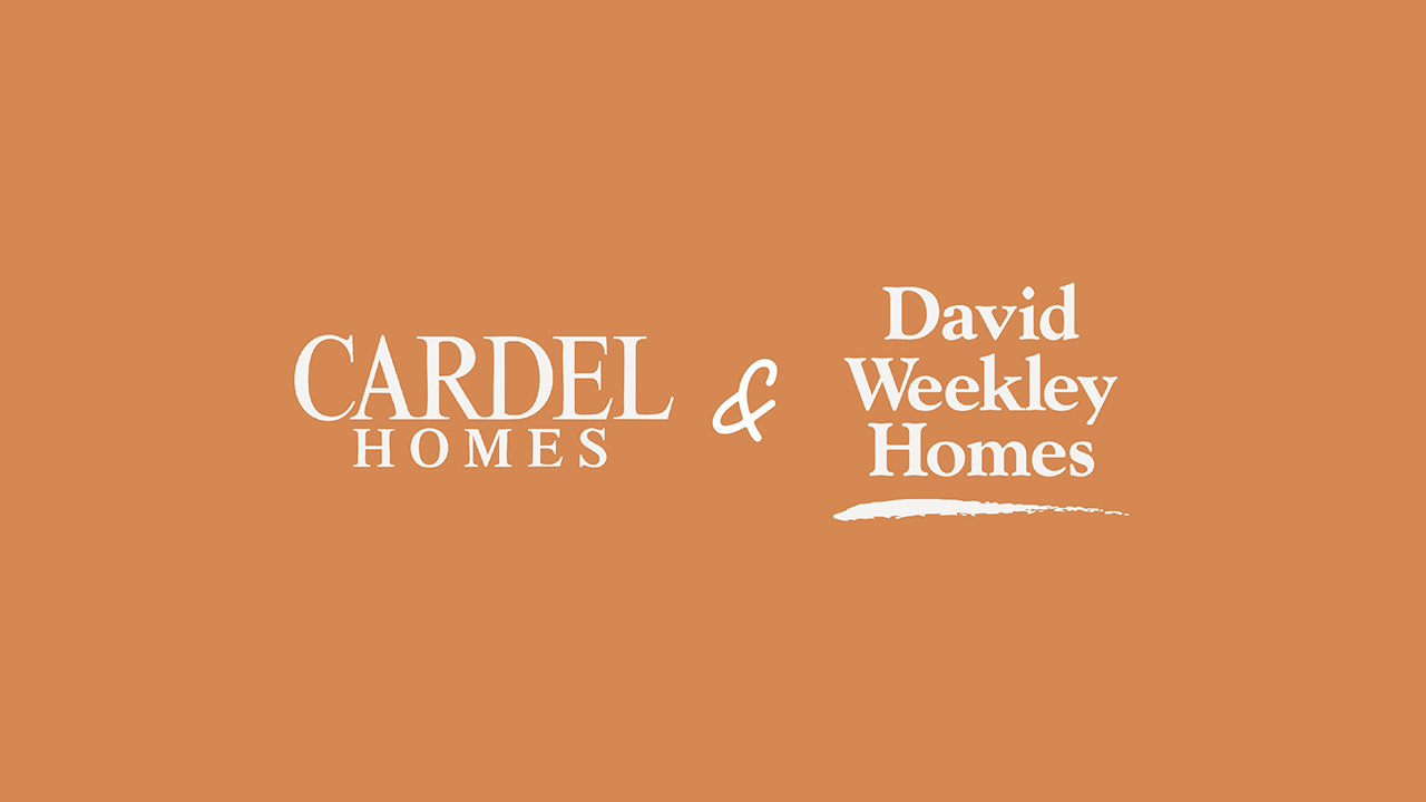 Cardel Homes and David Weekley Homes logos in white on an orange background - Cardel Homes and David Weekley Homes Join Rye Ranch as Latest Premier Homebuilders