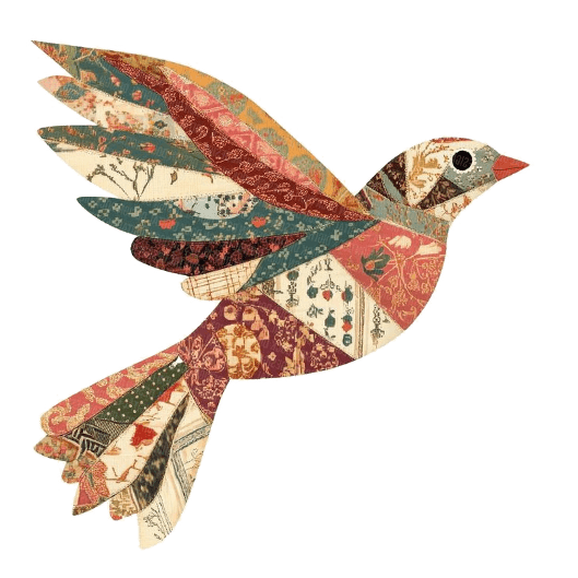 quilt patterned bird illustration