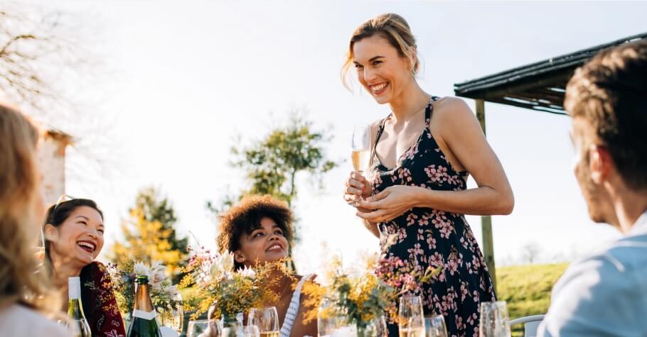 Woman celebrating a special occasion with friends Woman celebrating a special occasion with friends